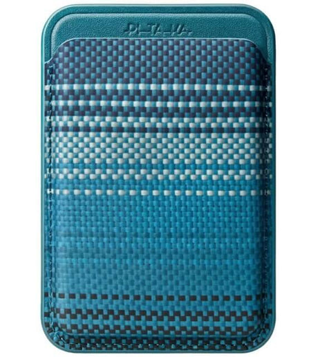 Magsafe Карбонов Калъф за Карти, Pitaka Magnetic Woven Wallet Moonrise, Син