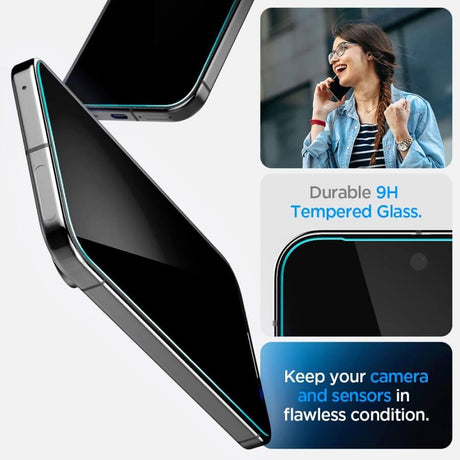 Затъмняващ Протектор за Google Pixel 9 Pro/ 9, Spigen Privacy Glass tR EZ Fit 2бр., Черен (8)