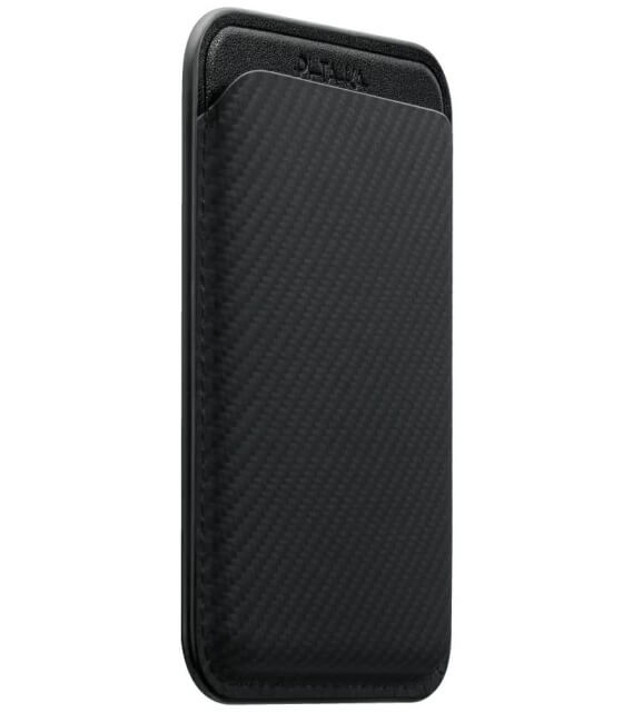 Magsafe Карбонов Калъф за Карти, Pitaka Magnetic Woven Wallet Black/Gray, Черен (2)