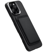 Magsafe Карбонов Калъф за Карти, Pitaka Magnetic Woven Wallet Black/Gray, Черен (3)
