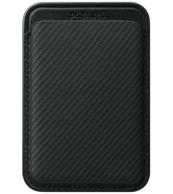 Magsafe Карбонов Калъф за Карти, Pitaka Magnetic Woven Wallet Black/Gray, Черен