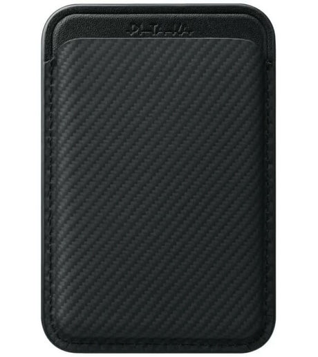 Magsafe Карбонов Калъф за Карти, Pitaka Magnetic Woven Wallet Black/Gray, Черен
