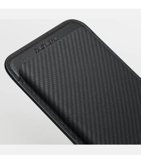 Magsafe Карбонов Калъф за Карти, Pitaka Magnetic Woven Wallet Black/Gray, Черен (6)
