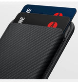 Magsafe Карбонов Калъф за Карти, Pitaka Magnetic Woven Wallet Black/Gray, Черен (5)