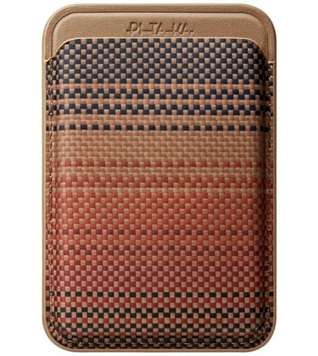 Magsafe Карбонов Калъф за Карти, Pitaka Magnetic Woven Wallet Sunset, Кафяв