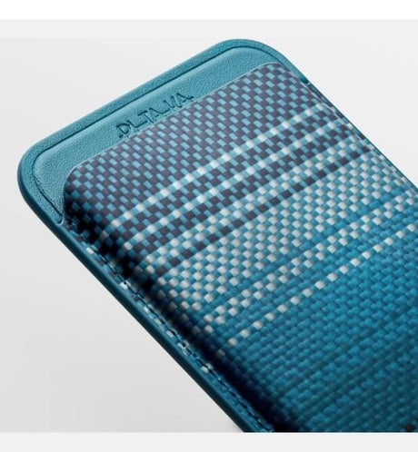 Magsafe Карбонов Калъф за Карти, Pitaka Magnetic Woven Wallet Moonrise, Син (6)