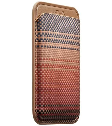 Magsafe Карбонов Калъф за Карти, Pitaka Magnetic Woven Wallet Sunset, Кафяв (2)