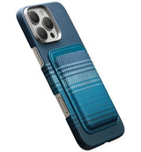 Magsafe Карбонов Калъф за Карти, Pitaka Magnetic Woven Wallet Moonrise, Син (4)