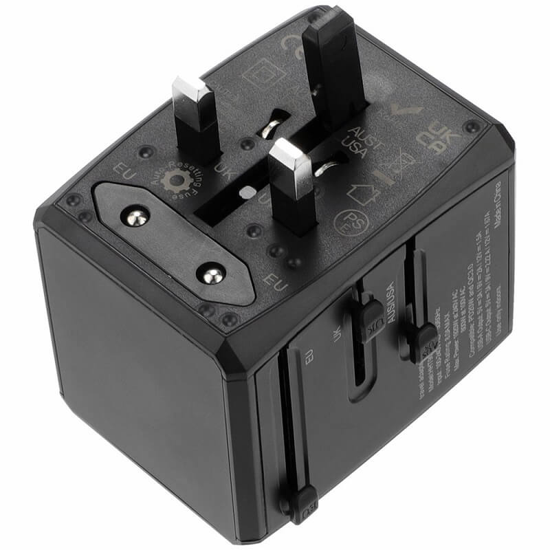 Универсален Адаптер и Зарядно за Цял Свят, Worldwide Travel Adapter 220V, Черен (2)