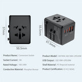 Универсален Адаптер и Зарядно за Цял Свят, Worldwide Travel Adapter 220V, Черен (7)