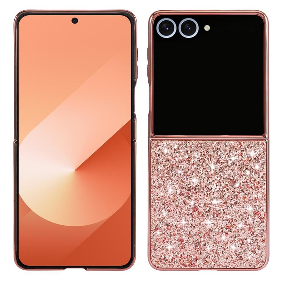 Калъф с Блестяща Декорация за Samsung Z Flip 7, Glitter Case, Розов