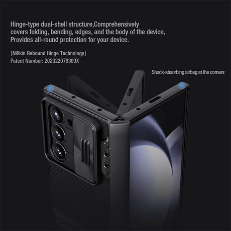 Противоударен Калъф за Samsung Z Fold 6, Nillkin CamShield Stand Case, Черен (6)