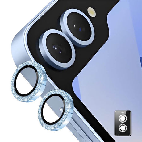Протектор за Камерата на Samsung Z Flip 7, Cam Lens Glitter Glass, Син