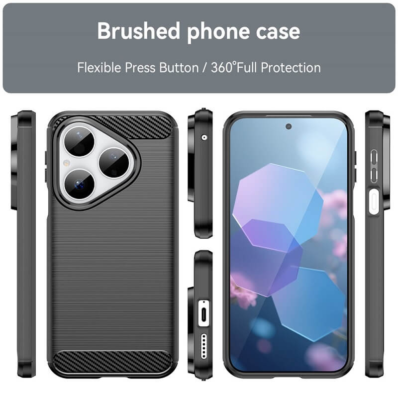 Противоударен Калъф за Huawei Pura 80, Premium Carbon Case, Черен (3)