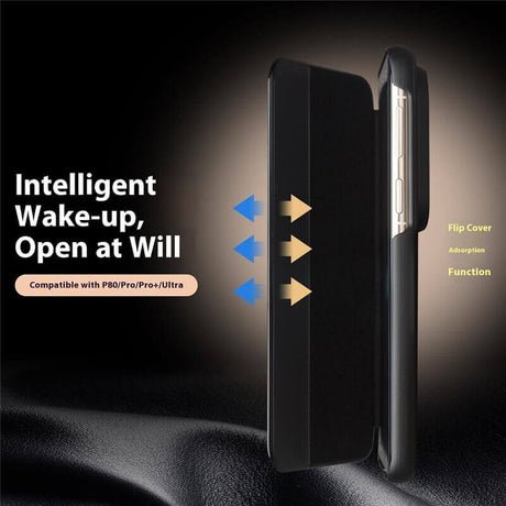 Активен Калъф за Huawei Pura 80, Qialino Smart Book Case, Черен (4)