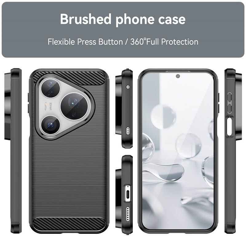 Противоударен Калъф за Huawei Pura 80 Ultra/Pro, Premium Carbon Case, Черен (3)