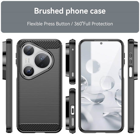 Противоударен Калъф за Huawei Pura 80 Ultra/Pro, Premium Carbon Case, Черен (3)