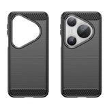 Противоударен Калъф за Huawei Pura 80 Ultra/Pro, Premium Carbon Case, Черен (2)