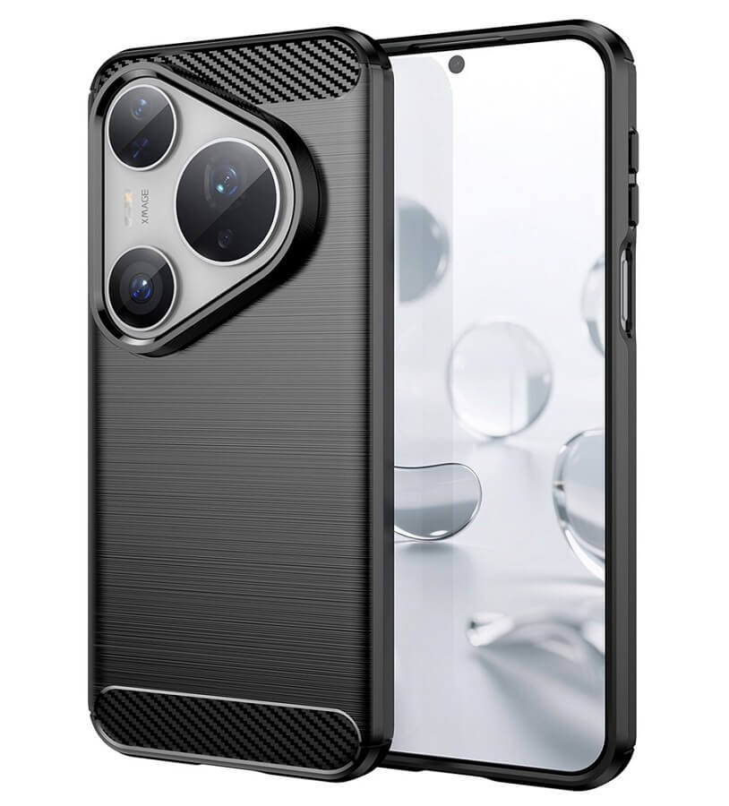 Противоударен Калъф за Huawei Pura 80 Ultra/Pro, Premium Carbon Case, Черен