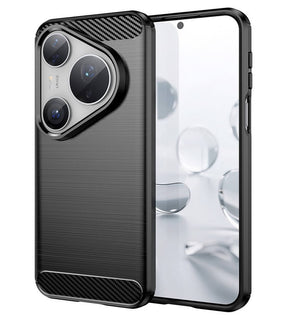 Противоударен Калъф за Huawei Pura 80 Ultra/Pro, Premium Carbon Case, Черен