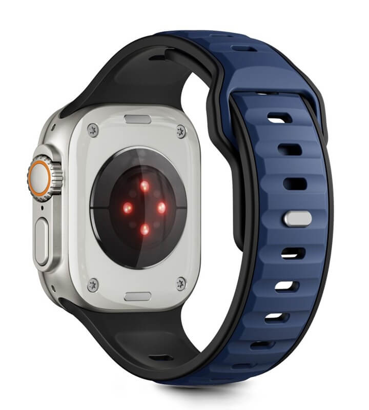 Силиконова Каишка за Apple Watch 44/ 45/ 46/ 49mm, Tech-Protect Iconband Line, Черен/Син (2)