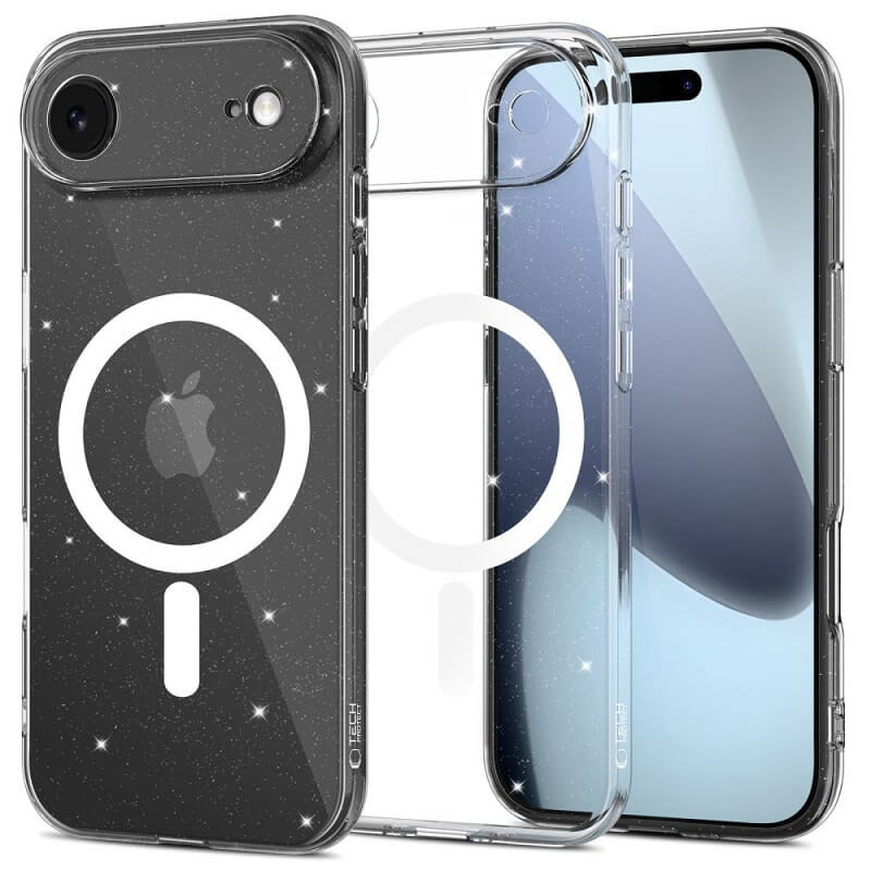 Magsafe Калъф за iPhone Air, Tech-Protect FlexAir Glitter Case, Прозрачен