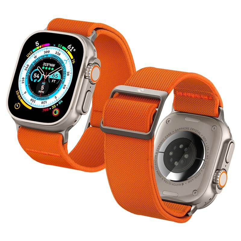 Текстилна Каишка за Apple Watch 44/ 45/ 46/ 49mm, Spigen Lite Fit Ultra Band, Оранжев (3)