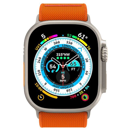 Текстилна Каишка за Apple Watch 44/ 45/ 46/ 49mm, Spigen Lite Fit Ultra Band, Оранжев (4)