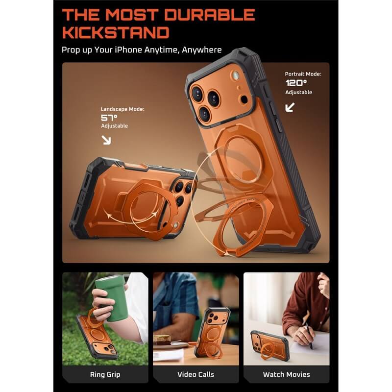 Magsafe Калъф за iPhone 17 Pro, Supcase UB Grip Pro Coral Case, Оранжев (6)