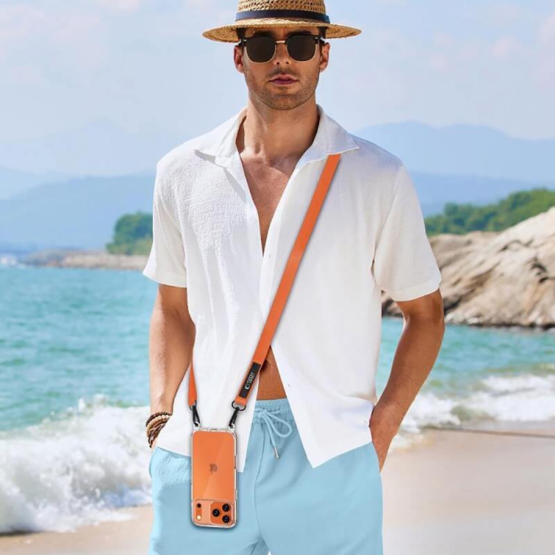 Връзка за Носене на Телефон, Tech-Protect C6S Rope CrossBody, Оранжев (6)