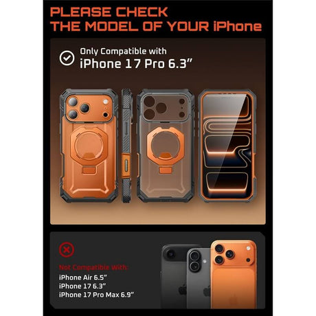 Magsafe Калъф за iPhone 17 Pro, Supcase UB Grip Pro Coral Case, Оранжев (4)