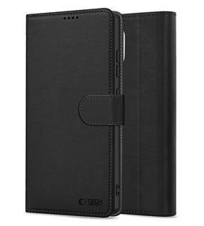 Кожен Калъф с Джобове за Xiaomi Redmi Note 14 Pro 5G, Tech-Protect Wallet Book Case, Черен
