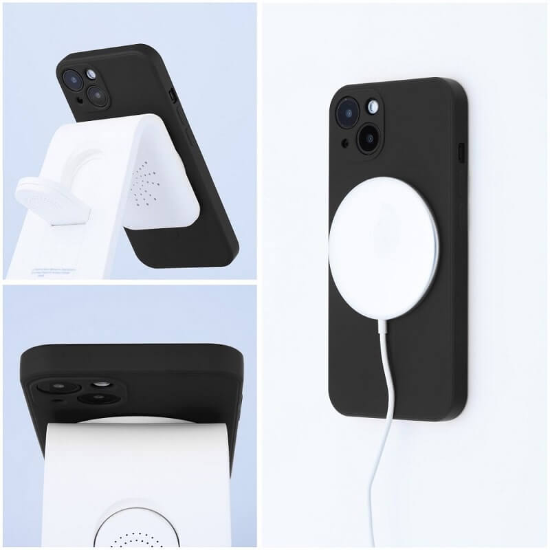 Magsafe Силиконов Калъф за Xiaomi Redmi 15C, Mag Case, Черен (2)