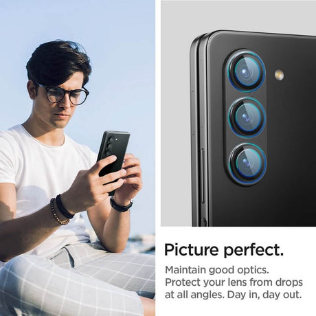 Протектор за Камерата на Samsung Z Fold 5, Spigen EZ Fit Optik Pro Glass tR 2бр., Черен (7)