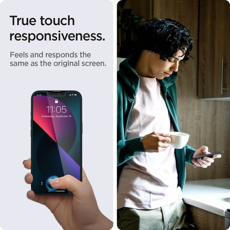 Стъклен Протектор за iPhone 13 Pro / 13, Spigen EZ Fit Glass 2бр., Прозрачен (3)