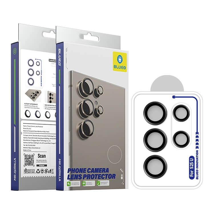 Протектор за Камерата на Samsung S25 Ultra, Blueo Cam Lens Glass, Черен