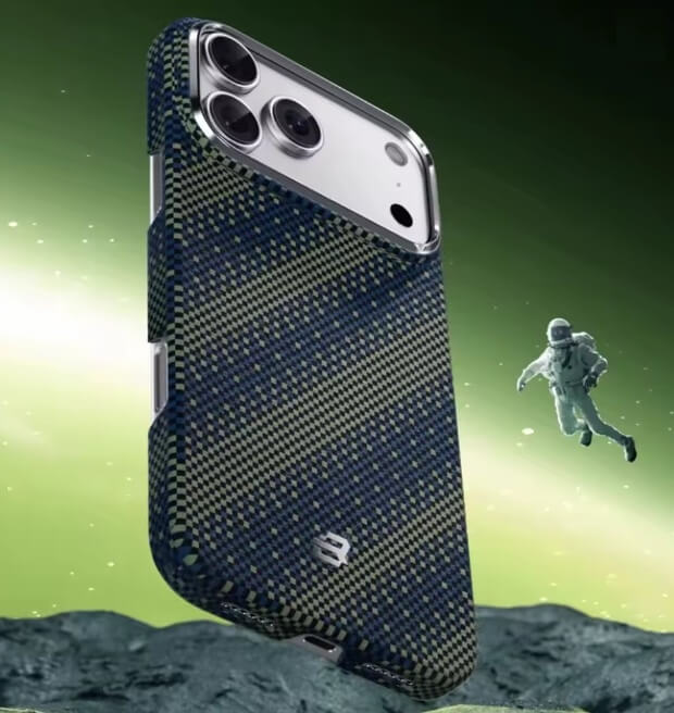 Magsafe Калъф за iPhone 17 Pro, Blueo Kevlar Woven Gilden Tactical Case, Зелен (3)