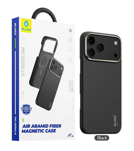 Magsafe Калъф за iPhone 17 Pro Max, Blueo Slim Aramid Fiber Case, Черен (4)