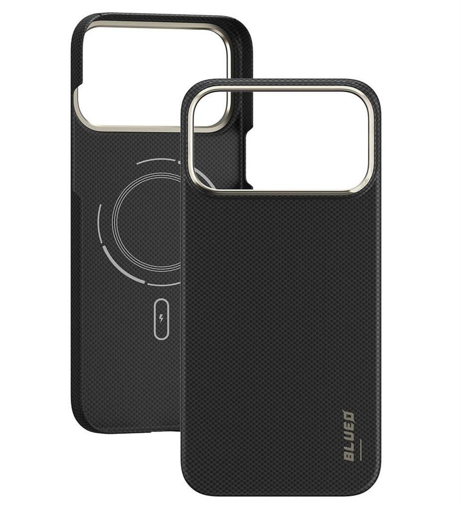 Magsafe Калъф за iPhone 17 Pro, Blueo Slim Aramid Fiber Case, Черен