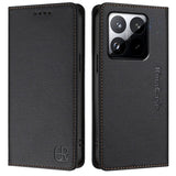 Кожен Калъф с Джобове за Xiaomi 15T, Rfid Wallet Case, Черен