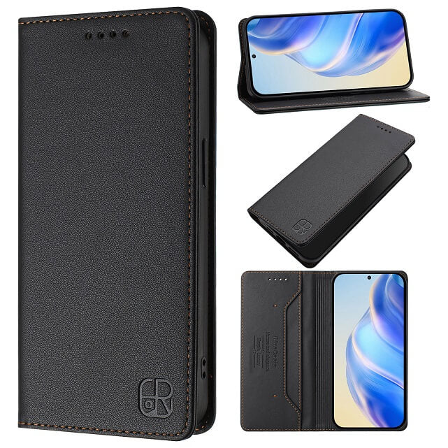Кожен Калъф с Джобове за Xiaomi 15T, Rfid Wallet Case, Черен (5)