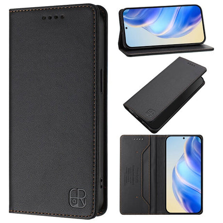 Кожен Калъф с Джобове за Xiaomi 15T, Rfid Wallet Case, Черен (5)