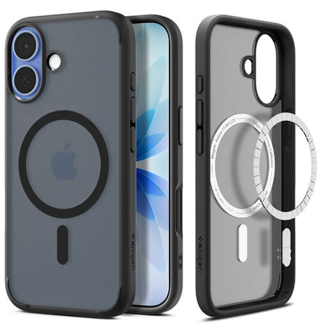 Magsafe Противоударен Калъф за iPhone 17, Spigen Ultra Hybrid Frost Case, Черен (2)