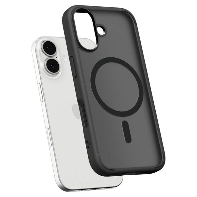 Magsafe Противоударен Калъф за iPhone 17, Spigen Ultra Hybrid Frost Case, Черен (7)
