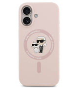 MagSafe Калъф за iPhone 17, Karl Lagerfeld Silicone Karl & Choupette Case, Розов (3)