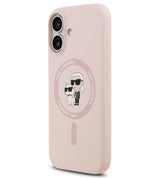 MagSafe Калъф за iPhone 17, Karl Lagerfeld Silicone Karl & Choupette Case, Розов (2)