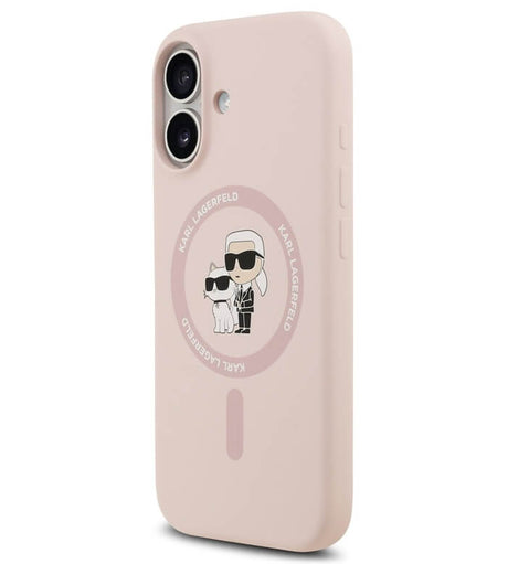 MagSafe Калъф за iPhone 17, Karl Lagerfeld Silicone Karl & Choupette Case, Розов (2)