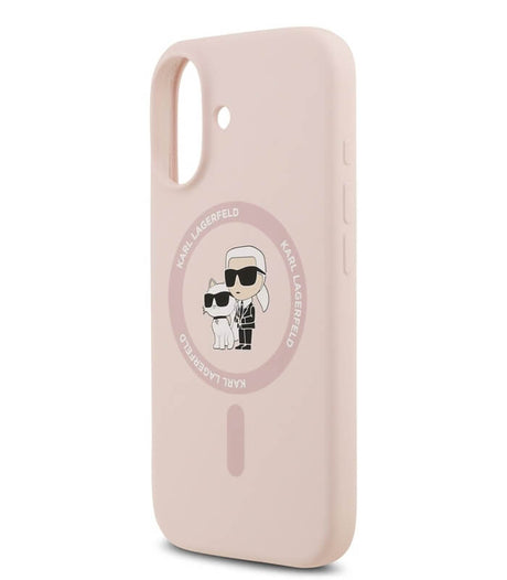 MagSafe Калъф за iPhone 17, Karl Lagerfeld Silicone Karl & Choupette Case, Розов (5)