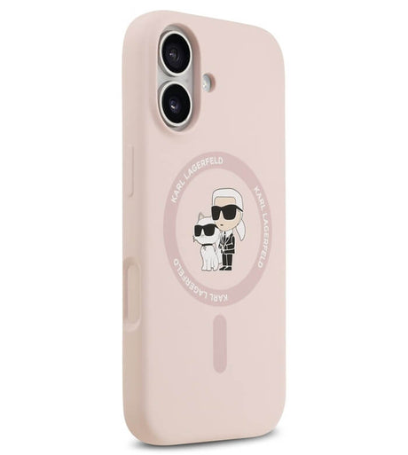 MagSafe Калъф за iPhone 17, Karl Lagerfeld Silicone Karl & Choupette Case, Розов (4)