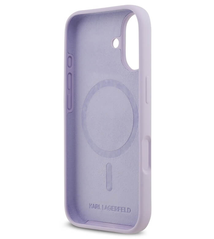 MagSafe Калъф за iPhone 17, Karl Lagerfeld Silicone Karl & Choupette Case, Лилав (6)